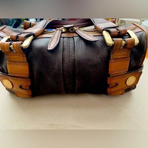 Michael Kors vintage brown and camel colored leather satchel